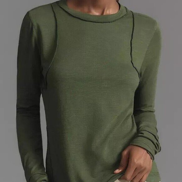 Anthropologie Pilcro Reconstructed Racer Tee Tunic Top Long Sleeve XS NEW 278300 - Picture 4 of 8